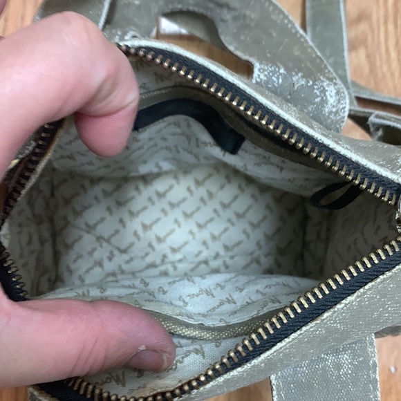 Mona B Waxed Canvas Studded Handle‎ Bag with Crossbody Strap - Picture 4 of 7